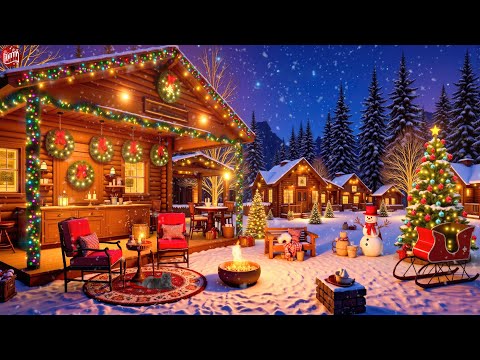 Beautiful Relaxing Christmas Music 🎄🎅 Soft Piano Instrumental Music with Cracking Fireplace and Snow