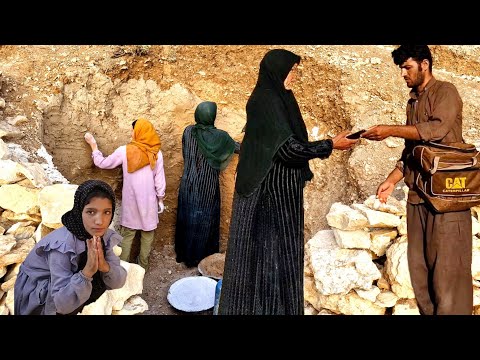 Self-view of the cave: Zainab and the girls plastering the cave