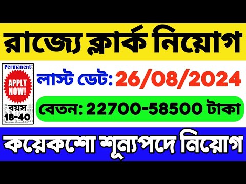 🔥রাজ্যে কয়েকশো ক্লার্ক/LDA নিয়োগ: 12th Pass Job | WB Government Job 2024 | WB Job | WB Vacancy 2024