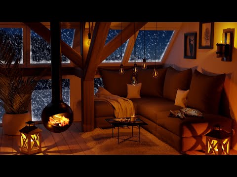 Snowstorm And Howling Wind - Cozy Hut Ambience - Relax, Sleep, Study