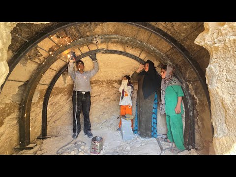 Welding in the cave: Grandmother's success in installing iron beams inside the magical cave