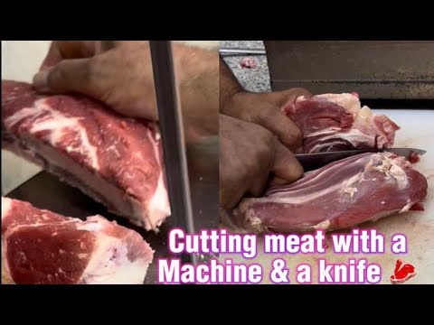 🟢 ASMR  Cutting meat with a machine and a  knife #meat #cutting