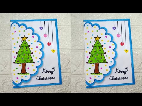 Easy & Beautiful white paper christmas Card making|DIY Merry Christmas greeting card|Handmade card