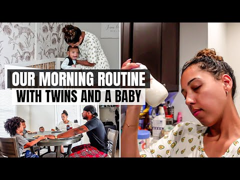 OUR MORNING ROUTINE WITH TWINS AND 9 MONTH OLD!🥰☀️🫶🏽