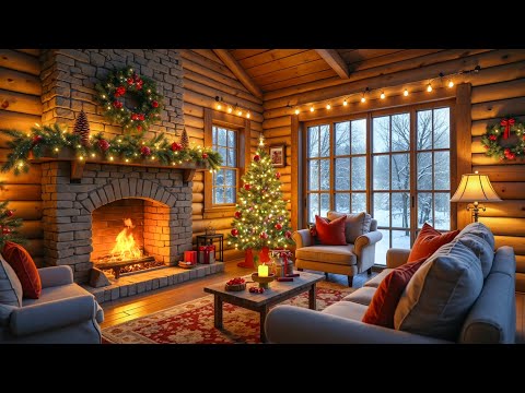 🎄 Relaxing Christmas Jazz Music Instrumental And Fireplace Sounds for Study, Relax, Work and Sleep