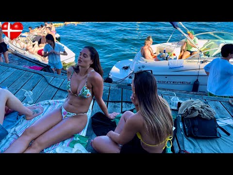 HOT DAY 🇩🇰 Kalvebod Brygge Harbor Beach | Copenhagen Denmark | Beach Walk | Bikini Beach 2024