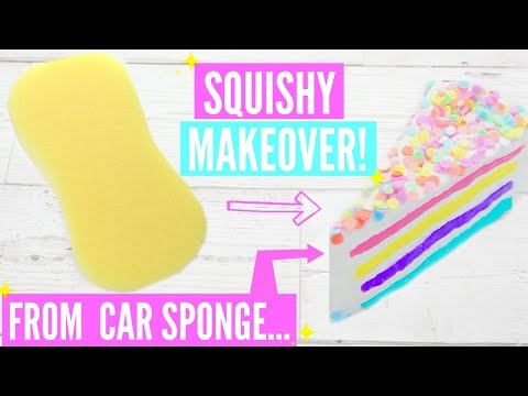 SQUISHY MAKEOVER: Turning a $1 SPONGE into SQUISHY! EASY No Memory Foam DIY HOW TO MAKE SQUISHY!