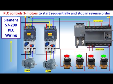 PLC Panel wiring | PLC Controls Two Motors Sequential Start and Reverse Stop | Wiring Diagram