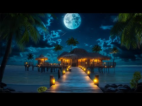 Nightfall at the Beach Resort 🌊Moonlit Seaside Retreat | Ocean Sounds & Calm Atmosphere for Healing