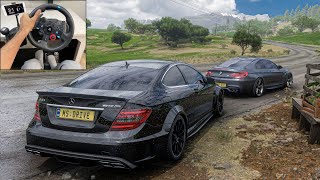 Mercedes-Benz C63 AMG & BMW M6 Coupe CONVOY | Forza Horizon 5 -Steering Wheel gameplay