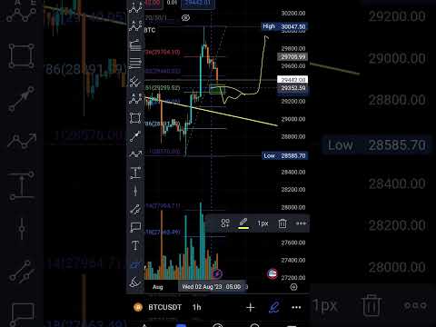 Bitcoin should bounce from .5 or .63 fib line near 29100-29300 I'll add more long here #btc #bitcoin