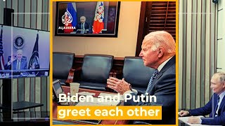 Watch the start of Biden and Putin’s video call | AJ #shorts