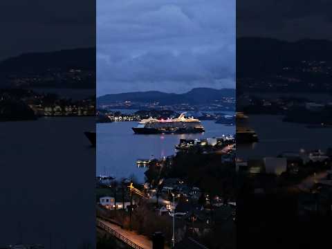 Cruise ship voyages through Bergen fjord 🇳🇴💙❤️ #cruise #cruiseship #bergen #norway #sea #fjord #🇳🇴