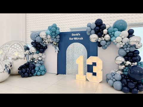 Giant Mirror Balls for Bar Mitzvah | Custom Arch Frame | Shimmer Wall | Balloon Garland