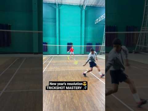 New year's resolution 😎||Trickshot Mastery||🏸#badminton #youtubeshorts #2024