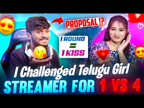 😨I CHALLENGED😍TELUGU GIRL STREAMER ❤ FOR 1 VS 4 🔥1ROUND=1KISS😘|| FREE FIRE IN TELUGU || ❤🔥 #msu