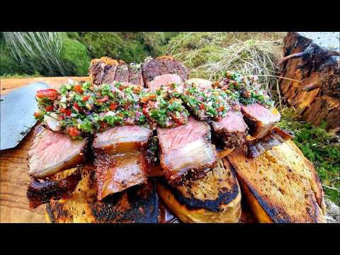 Juicy Steak Cooked on a Campfire | Wild Cuisine ASMR in the Forest