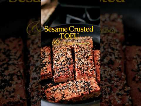 Sesame crusted tofu - Nutty crunchy bite with soft inside and flavor packed! #tofurecipe