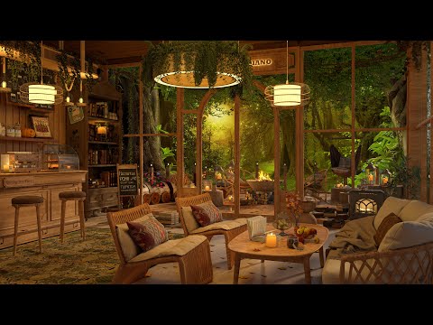 Warm March Jazz Music & 4K Cozy Coffee Shop Ambience ☕ Background Music for Relaxing and Working