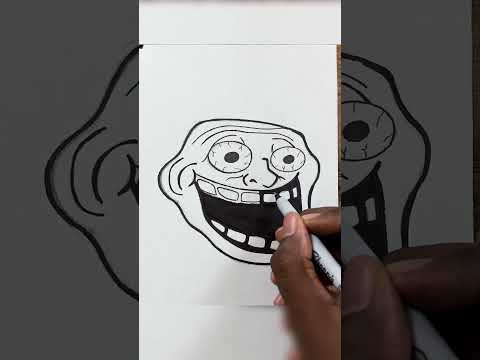 Drawing crazy troll face