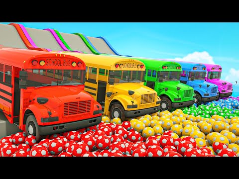 Wheels On the Bus + Baby Shark - A slide and colorful soccer balls -Baby Nursery Rhymes & Kids Songs