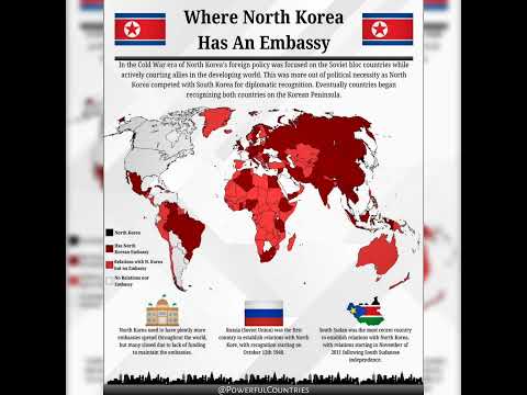 Where North Korea has an Embassy? #map #northkorea #embassy #countries #youtubeshorts #peace