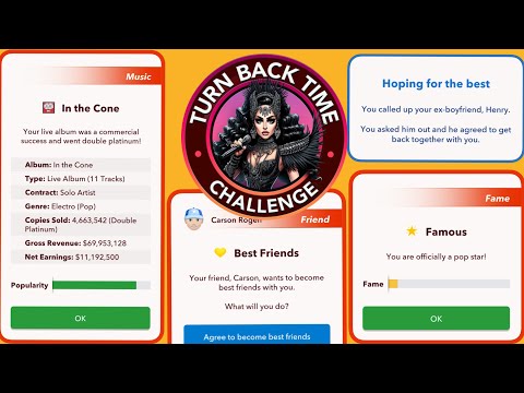 HOW TO COMPLETE THE TURN BACK TIME CHALLENGE | have 2 pop albums go platinum or higher | Bitlife