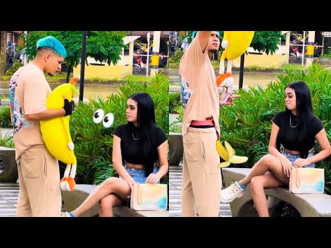 See my banana 🍌🍌 very funny banana prank video beautiful girls 🤣🤣