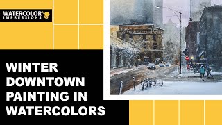 How to do winter cityscape Painting in Watercolors