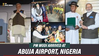 Prime Minister Narendra Modi arrives at Abuja Airport, Nigeria