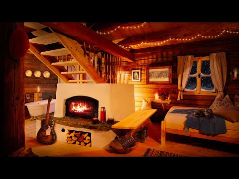 Cozy Cabin Ambience with Crackling Fireplace Sounds for Relaxation and Sleep