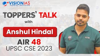 BHOPAL Toppers' Talk | Mr. Anshul Hindal | AIR 48, UPSC CSE 2023