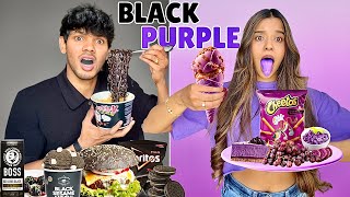 Eating Only One Colour Food for 24 Hours | Black & Purple Challanage - Yash and Hass