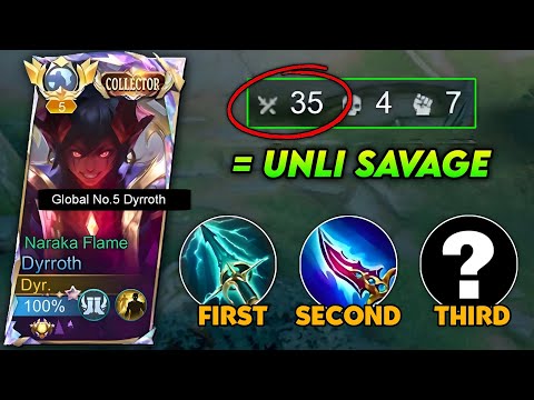 WTF... I GOT 35 KILLS + UNLI SAVAGE USING THIS NEW DYRROTH BROKEN BUILD!!💀🔥