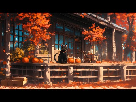 Lofi With My Cat || Warm Autumn 🍂🐈‍⬛ autumn vibes - lofi mix 🎼 Relaxing Music to soothe your soul