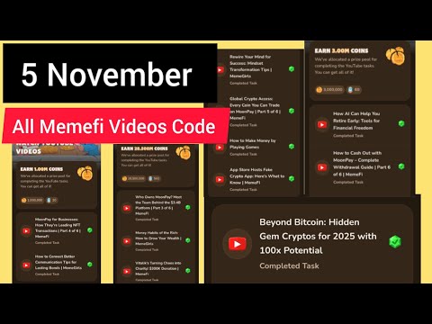 5 November Memefi Video Code | Today Memefi Code 5 November | Memefi All Video Code 5 november