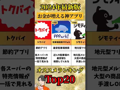 【2024年版】知らないと損！お金が増える神アプリ！ランキングTOP20 #shorts #お金