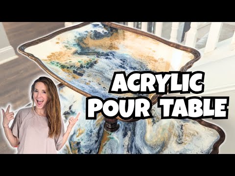 Mind-Blowing Furniture Makeover: Acrylic Pour & Epoxy Table Revamp