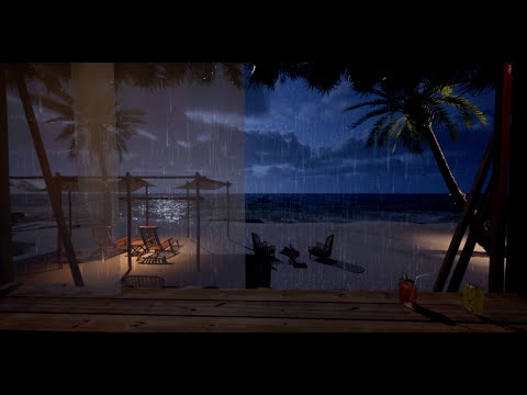 Sleep to the Sound of Waves and Rain | Nighttime Ocean Ambience | Waves And Rain Sounds For Sleeping