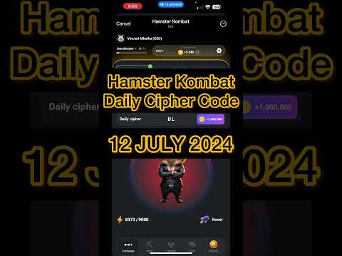 Hamster Kombat Daily Cipher Code: 12 July 2024  #hamsterkombat  #hamsterkombatdailyciphercode