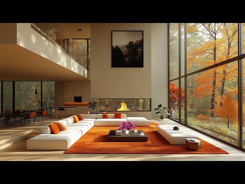 Smooth Autumn Jazz Music in Cozy Living Room 🌤️ Positive Piano Jazz Music for Study, Work and Sleep