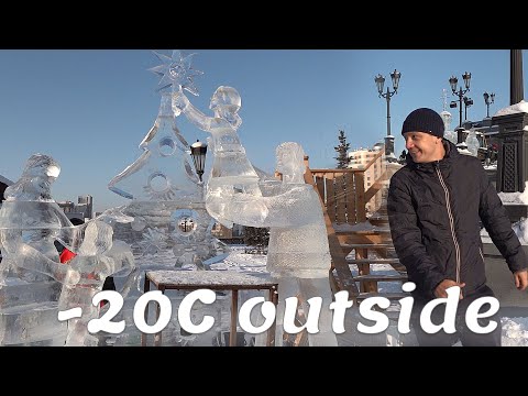 Russian Christmas. Ice Sculptures & Snow drifting