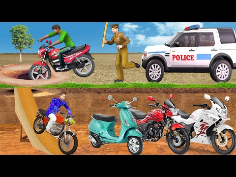 Underground Secret Tunnel Motorbike Thief Police Hindi Kahaniya Moral Stories New Funny Comedy Video