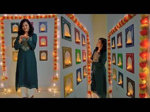 Diwali decoration ideas for home / simpke & easy diwali backdrop decoration ideas / wall decor ideas