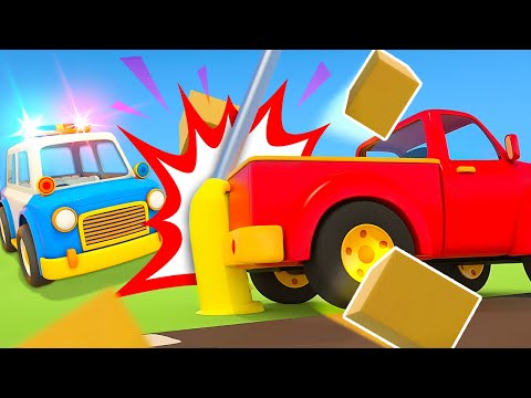 Helper Cars & the pickup truck for kids. The police car cartoon for kids. Street vehicles for kids.