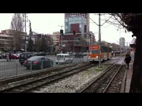 Tramcars near "Pirogov", Sofia, Dec 18 2012