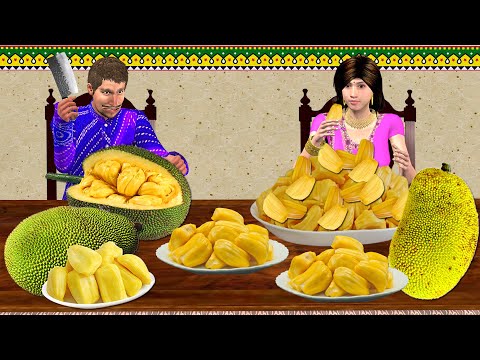 Husband Vs Wife Jackfruit Cutting & Eating Challenge Hindi Kahani Hindi Moral Stories Comedy Video