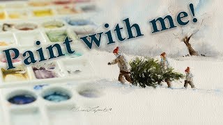 WATERCOLOR TUTORIAL:  Winter Scene for Beginners