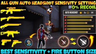 All Gun Headshot Sensitivity Setting After New OB46 Update | Free Fire Max Auto Headshot Sensitivity