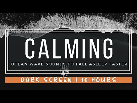 DARK SCREEN Calming Ocean Waves on Black Sand Beach - 10 Hours Fall Asleep Fast